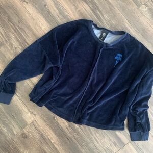 ELECTRIC & ROSE  navy velvet, cropped sweater, SM